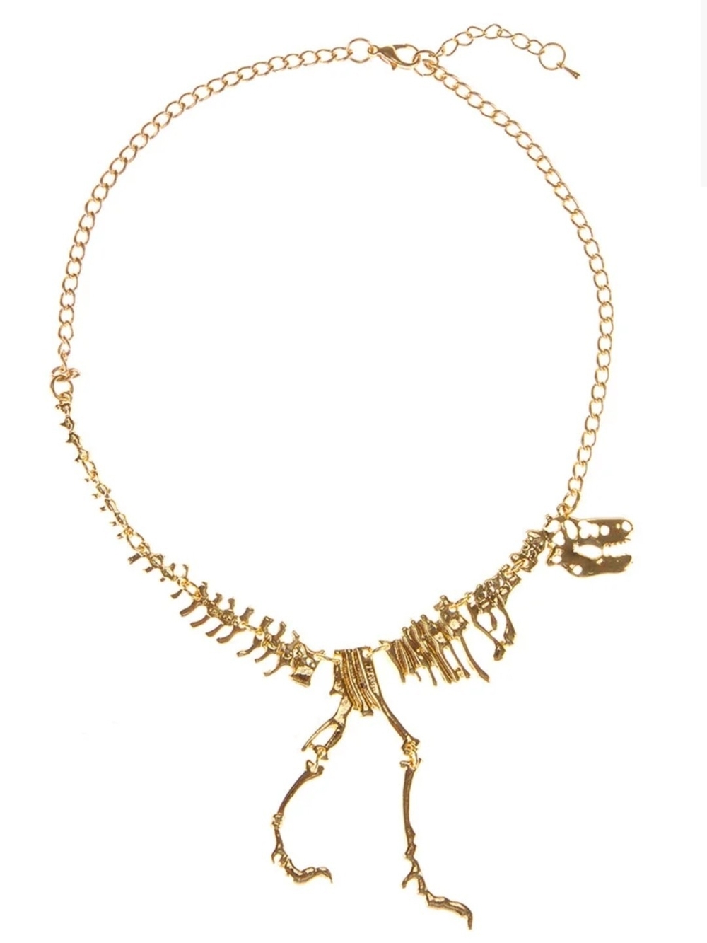 Eyecandy Los Angeles T-Rex Statement Necklace. Measures 10" + 2" extender
